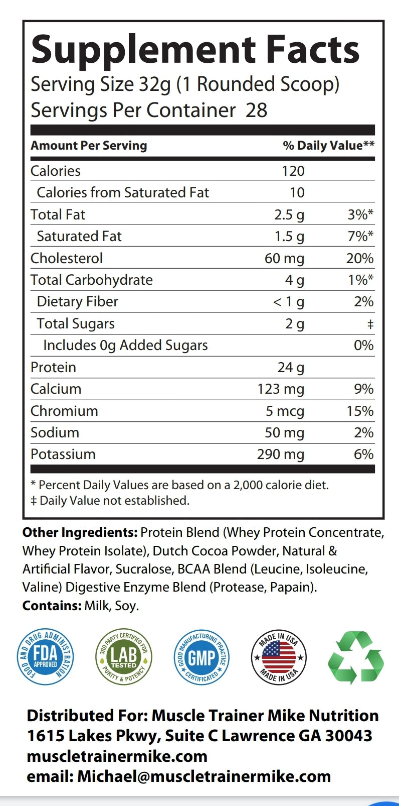 Just Your Whey Chocolate Milkshake